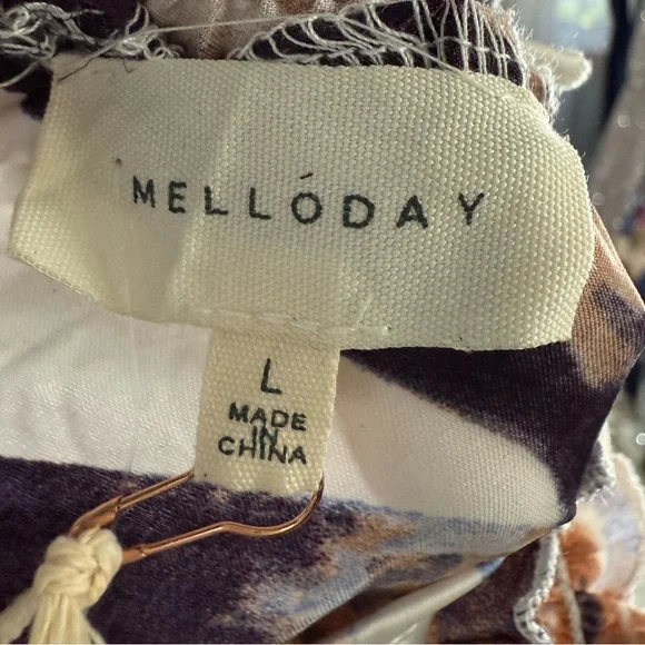 MELLODAY Printed Mock Neck Satin Maxi Dress - Picture 4 of 7